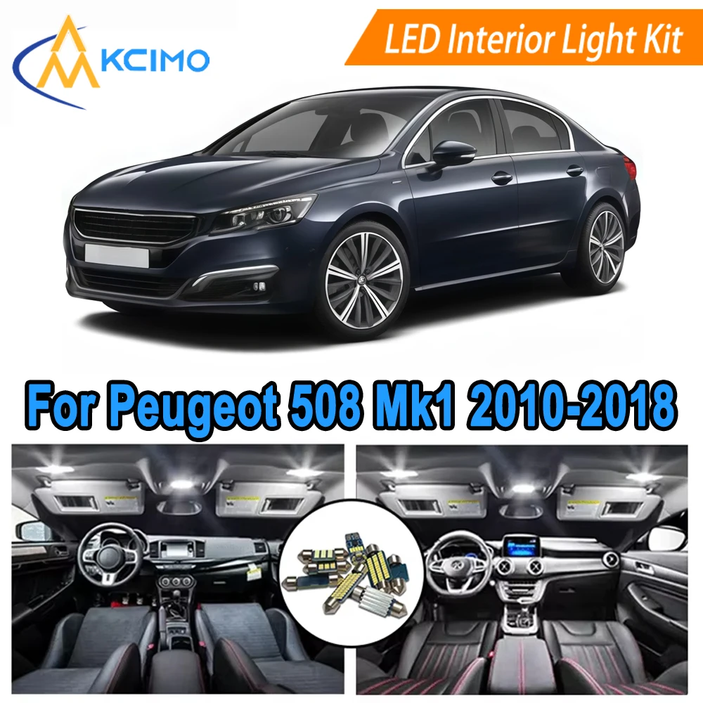 

Car Interior Lights For Peugeot 508 Mk1 2010-2018 Super Bright 6000K Cool White/Blue LED Bulbs Easy Installation Dome Lights