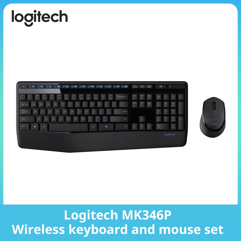 Logitech MK346P Wireless Keyboard Mouse Combo, 2.4G USB Receiver, Quiet Office Full Size Keyboard Set