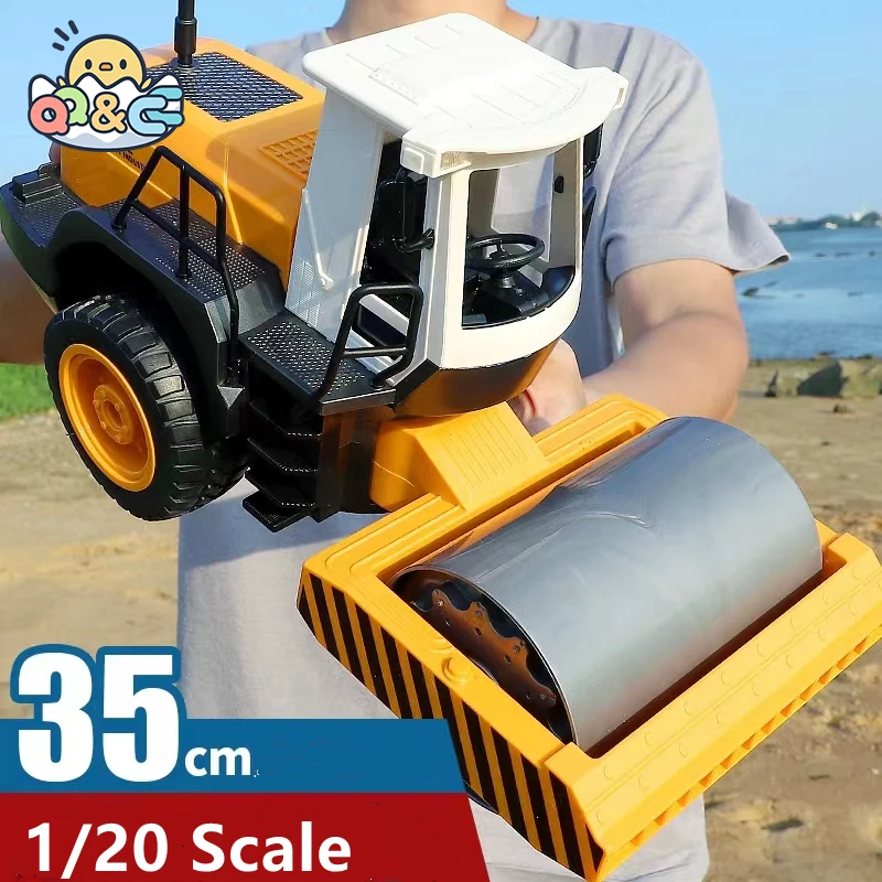 DOUBLE E E522 RC Truck Road Roller 2.4G Remote Control Single Drum Vibrate 2 Wheel Drive Engineer Electronic Vehicle Model Toys