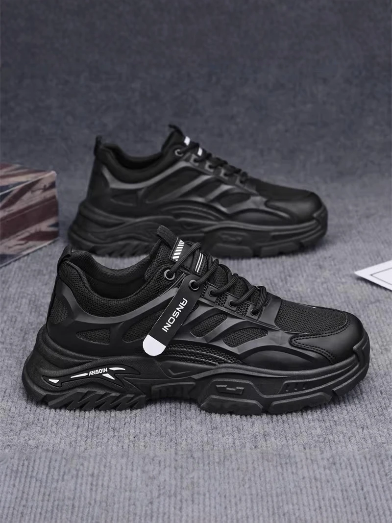 

Black Samurai Men's Shoes 2026 New Summer Mesh Thick Bottom Heightening Youth Sports Casual Black Dad Trendy Shoes