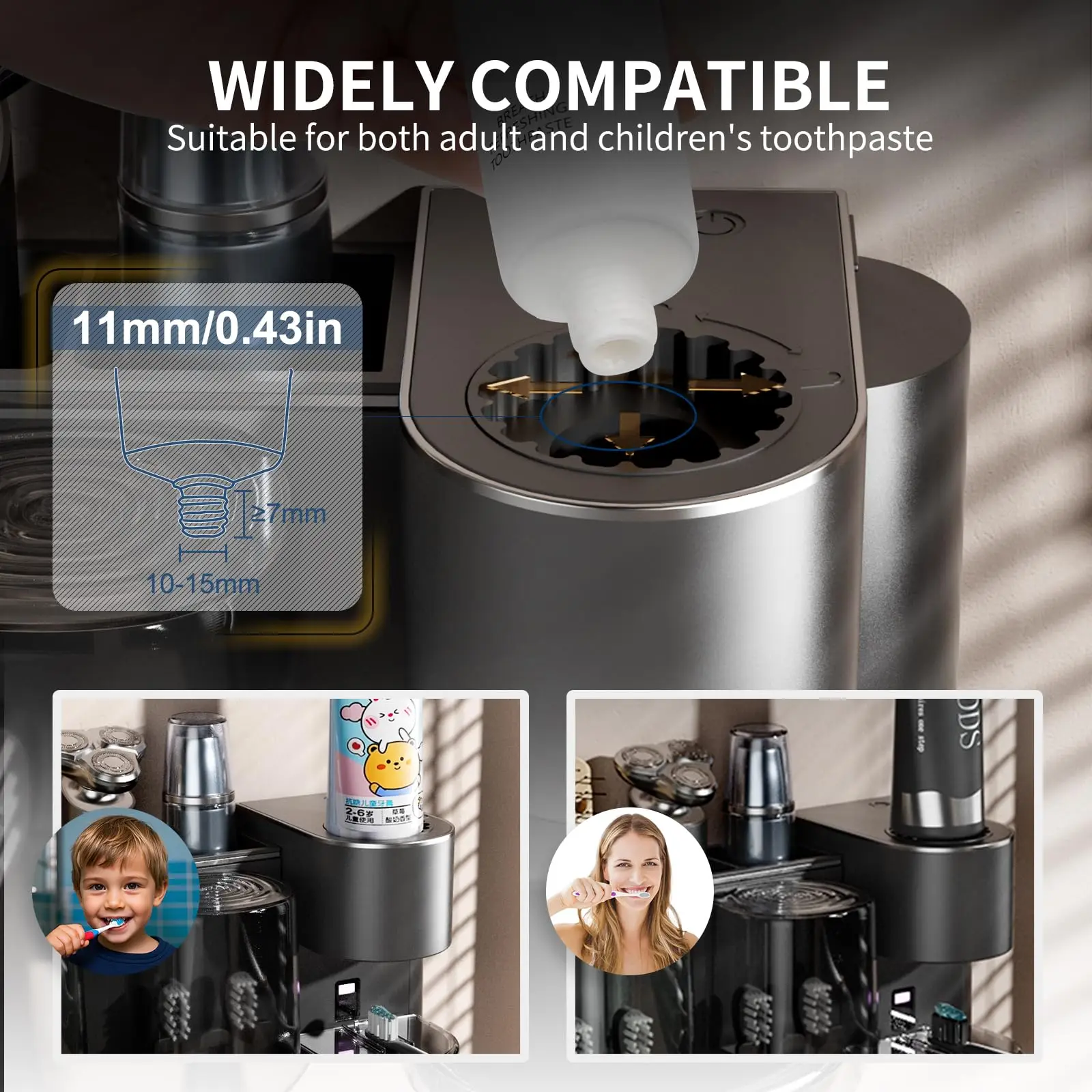 Automatic Toothpaste Dispenser with 2 Cups Wall Mounted Toothbrush Holders ElectricToothpaste Squeezer Touchless for Bathroom