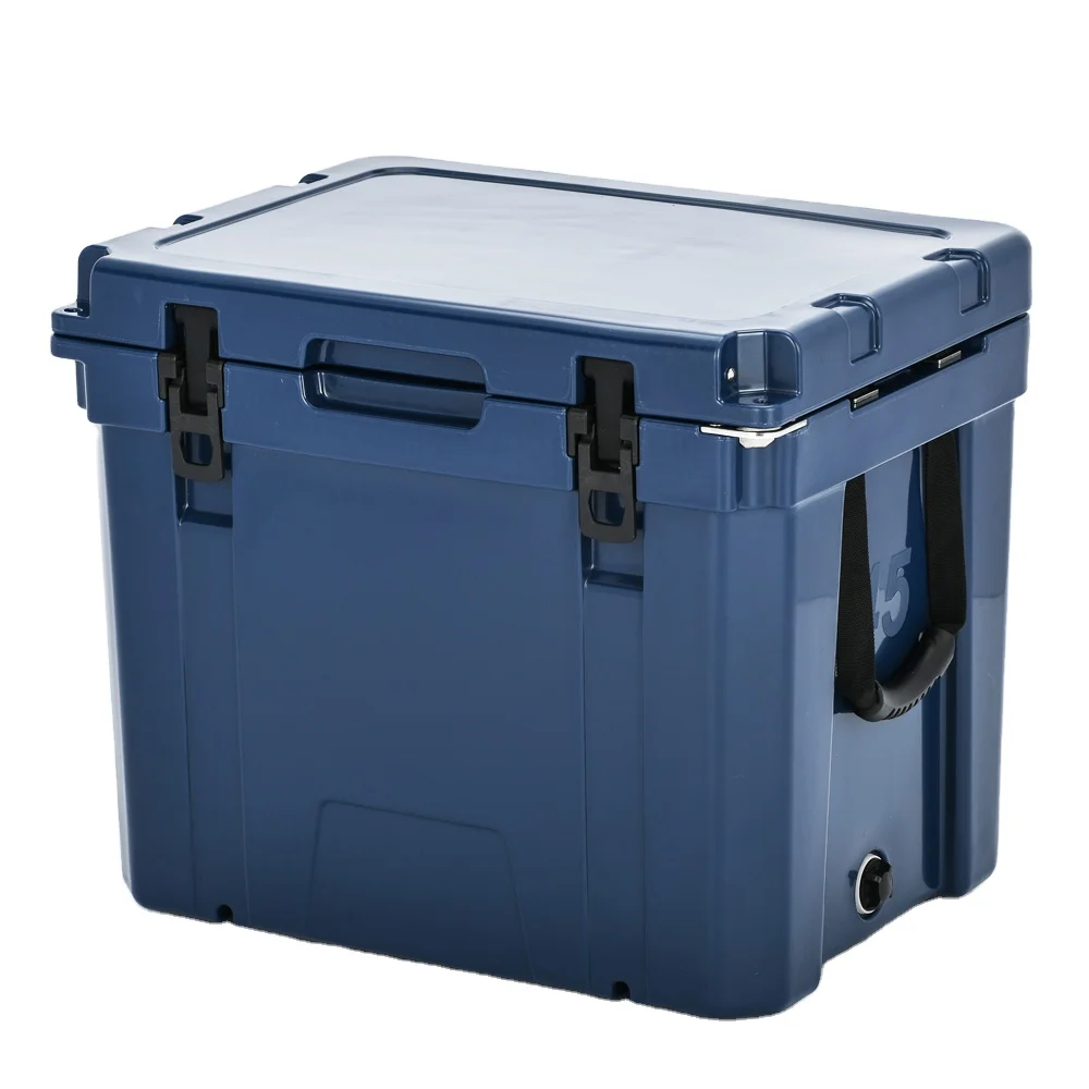 45QT Rotomolding Ice Cooler Box with Corkscrew Ruler Mould on Cap Wheel