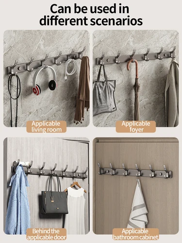 Imagen 2 del producto Gancho de almacenamiento sin perforaciones para colgar en la pared, colgador de ropa, gancho para abrigo, sin taladro, organizador para dormitorio, almacenamiento, accesorios de cocina