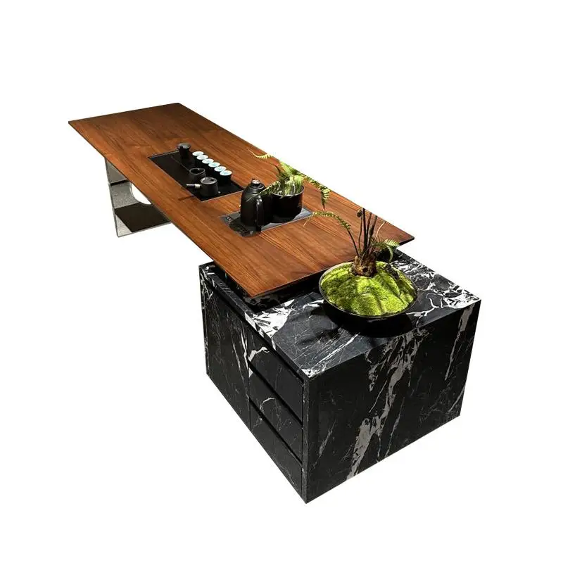 

Новая комбинация чайного столика и стула из китайской каменной плиты, легкий, роскошный и высококачественный чайный столик из цельного дерева для домашнего офиса