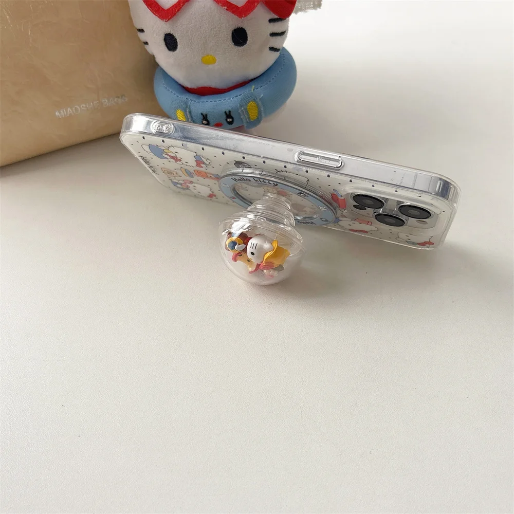 حافظة هاتف كرتونية لطيفة KT Cat، مع دعامة مغناطيسية، مناسبة لهاتف iPhone 13، 14، 15، 16 Pro Max Fundas Luxury New Cute Protecti