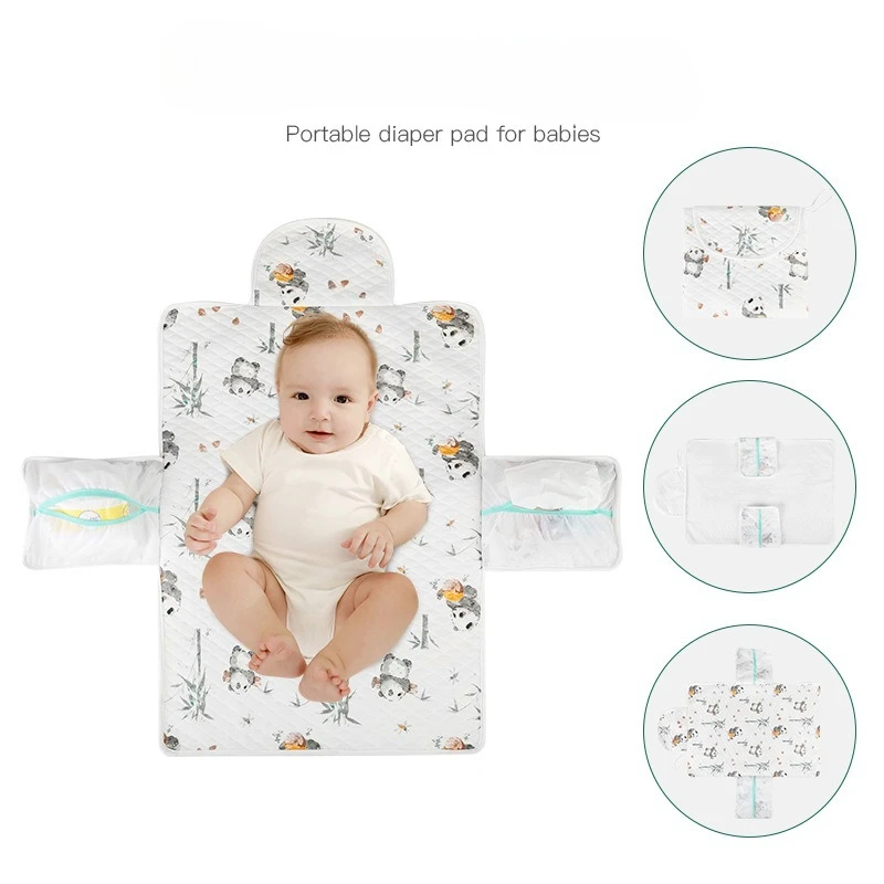 新生児用防水おむつ替えシート、柔らかいコットンテリー、通気性のあるおむつ替えマット、携帯用旅行、屋外、折りたたみ式おむつマット