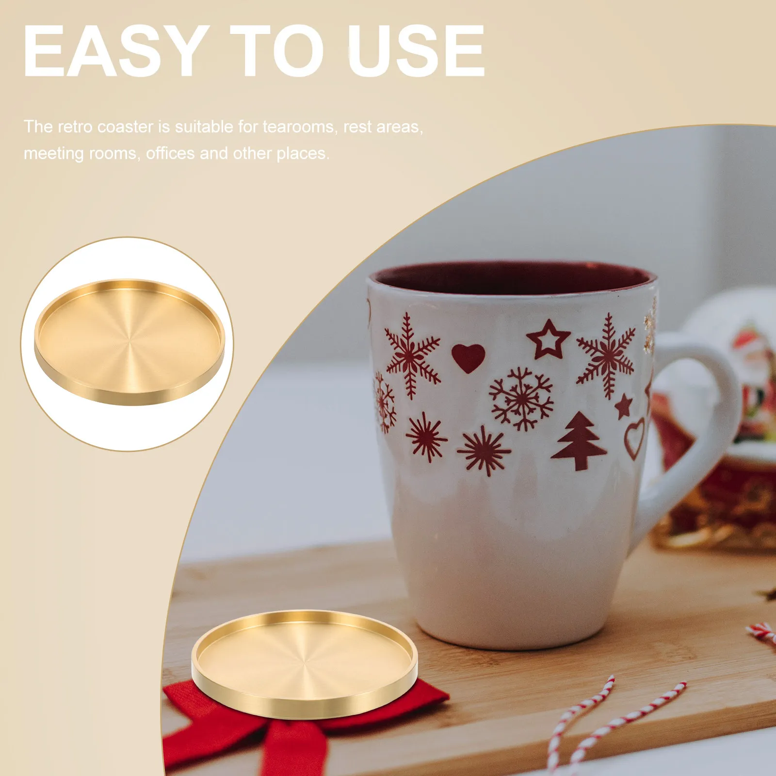 

Retro Brass Teacup Coaster Office Coffee Mug Holder Vintage Tea Cup Storage Tray Drinks Mat For Home Decoration Simple Design