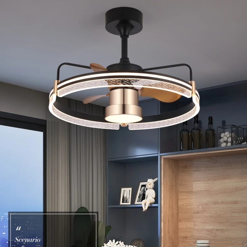 RC Ceiling Fan Lamp LED Three-color Lighting Integrated Fan Lamp Frequency Conversion Mute Modern Household Ceiling Fan Lamp