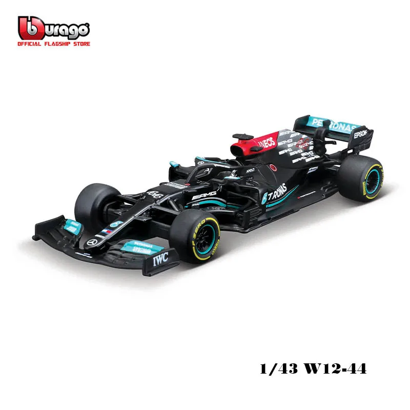 Bburago 1:43 2021 mercedes f1 w12 e desempenho #44 #77 liga de luxo veículo diecast carros modelo de brinquedo coleção presente