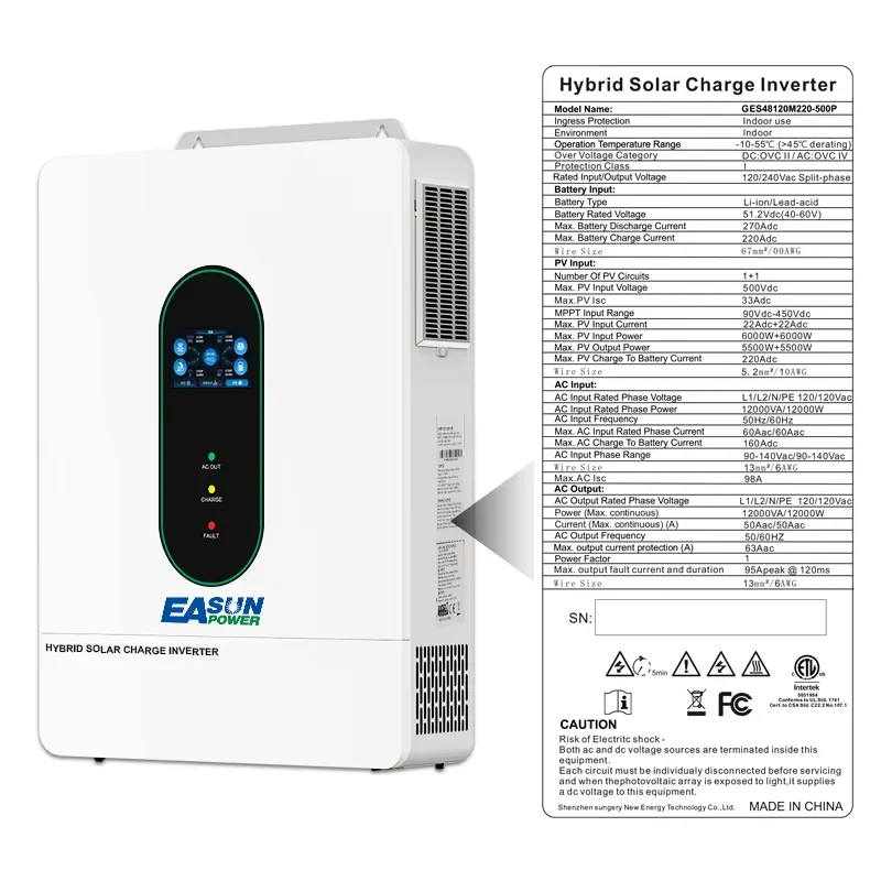 EASUN POWER 12000W 12KW 120V/110V hybrid solar inverter 48V photovoltaic split inverter with built-in 200A parallel solar charging control US warehouse Free Duty view 4