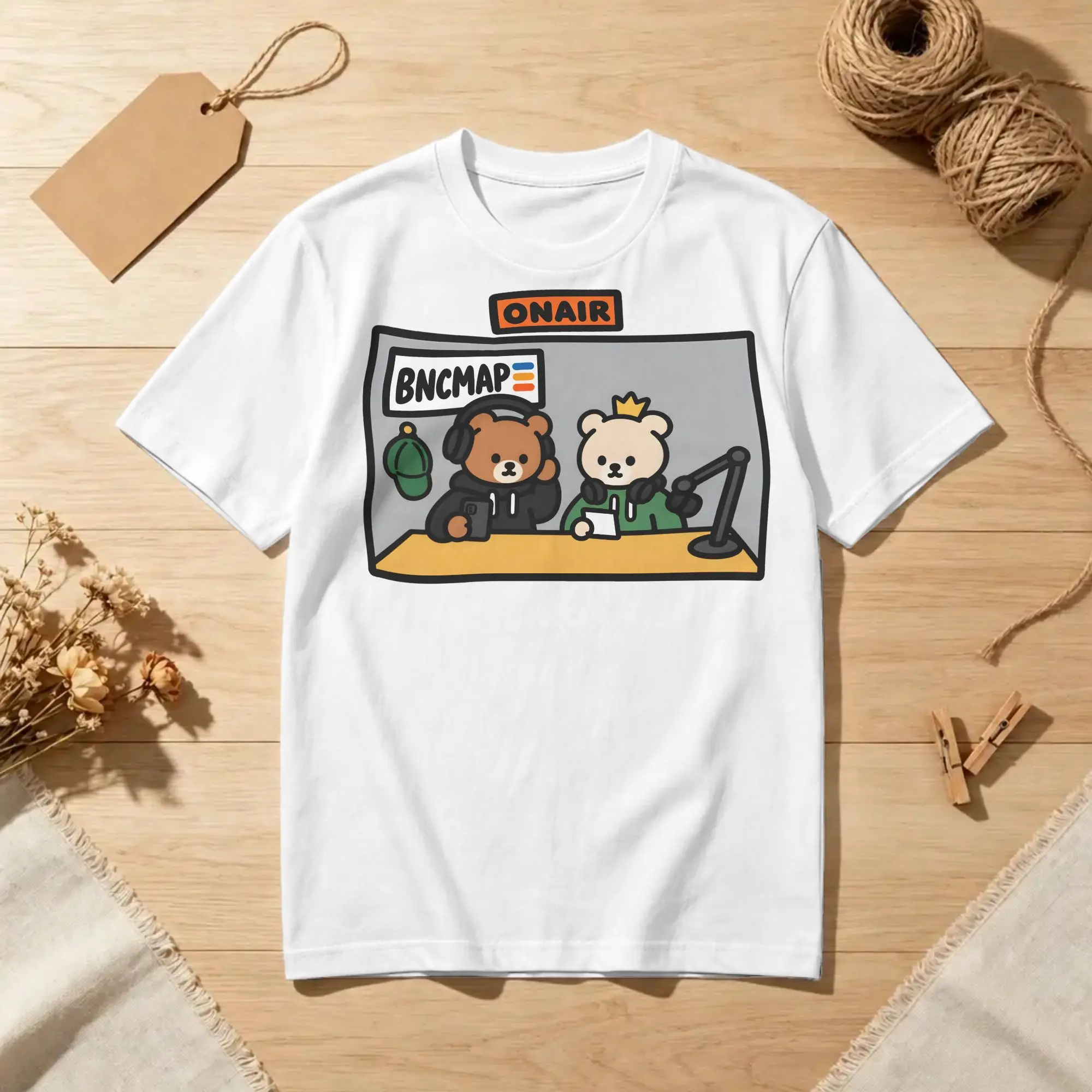 BNCMAP Bear Brooke & Connor make a podcast T-Shirts Men Women  Crazy Cotton Tee Shirt O Neck Short Sleeve T Shirt Plus Size Tops