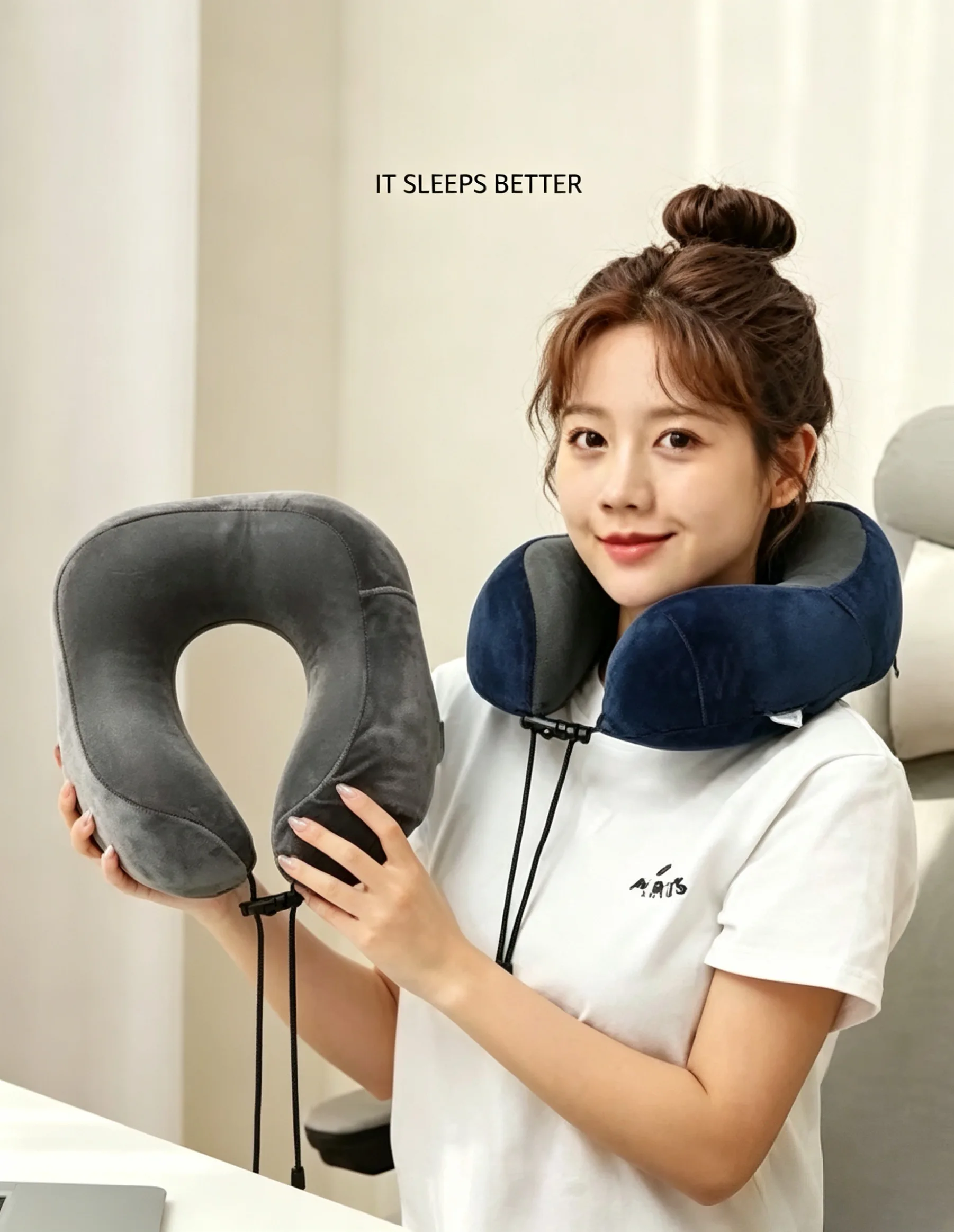 Neck Support Magnetic supportive Carrying Washable for Nap Time Compact Travel/Flight Neck Pillow