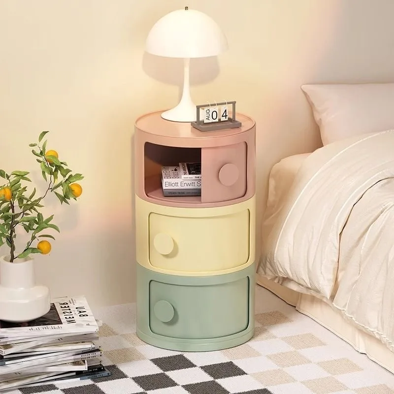 

Antique Style Combination Storage Cabinet Bedside Color Dopamine Cream Style Children's Room Multi-layer Storage Cabinet