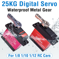 25KG Servo Waterproof RC Servo 1/10 RC Steering Servo Metal Gear for 1/8 1/12 RC Cars Crawler Buggy Traxxas HSP