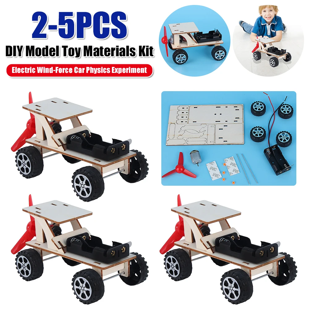 

Kids Funny Wooden Model Teaching Aid Wind-Force Car Assembled Materials Kits Children Early Learning Supplies