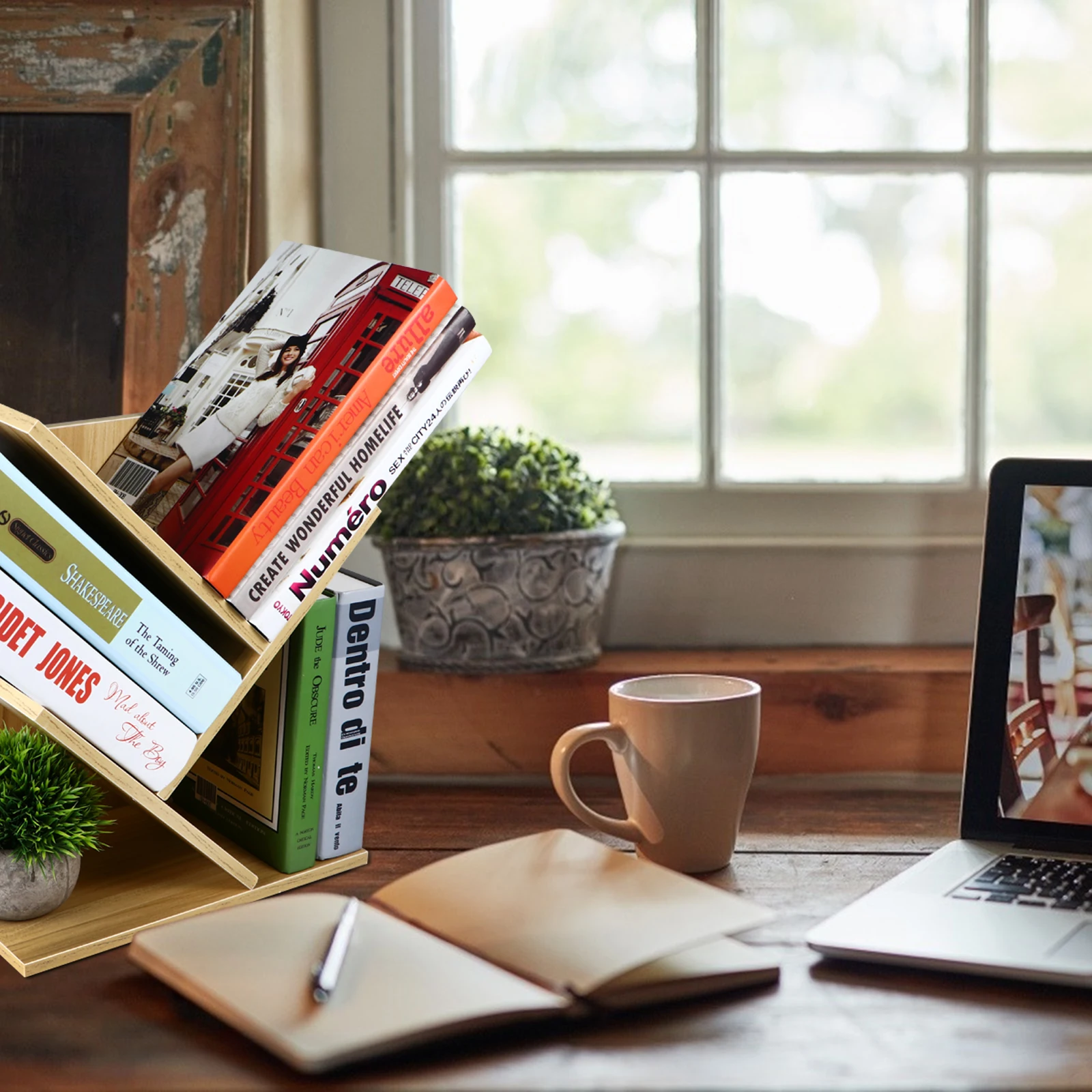 

Desktop Bookshelf Three Layer Storage Rack Simple Bookcase Shelf ganizer Holder Practical Textbooks Magazines Pens