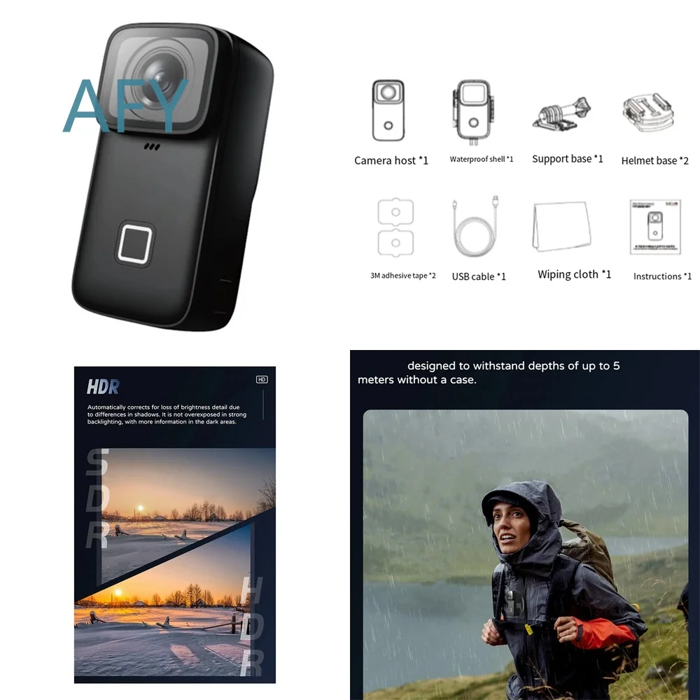 4K 30FPS Action Camera for A88M SJCAM C200 Pro Waterproof 40M Anti Shake Cycling Recorder Sports Vlog Mountable HD Video