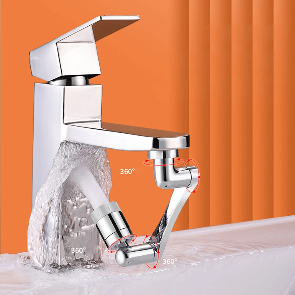 Universal 1080 °Swivel Robotic Arm Swivel Extension Faucet Aerator Kitchen Sink Faucet Extender Water Flow Mode Mixer Tap Nozzle