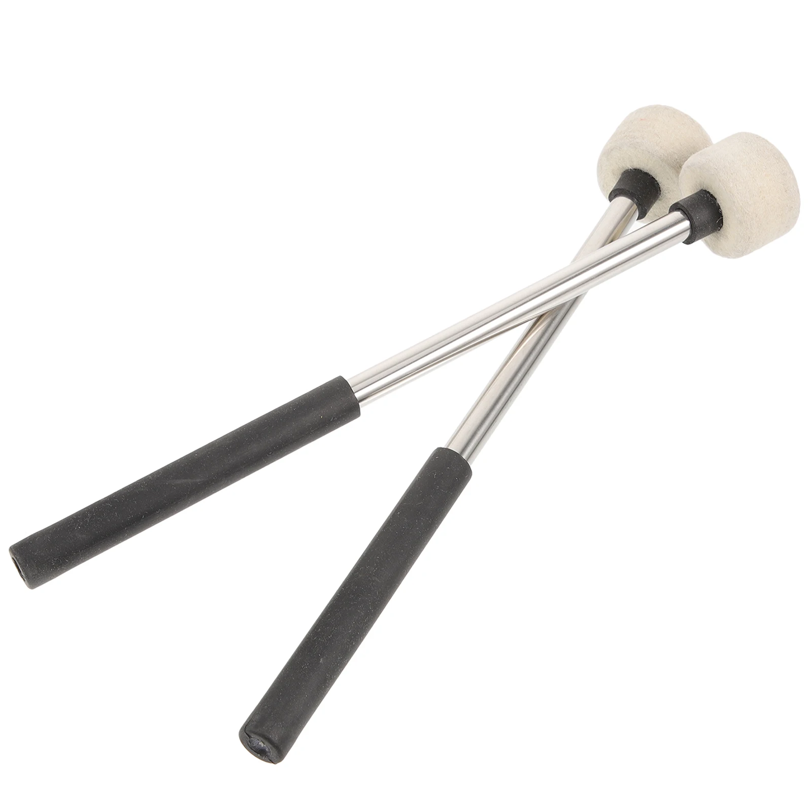 

2Pcs StainlessSteel Drumsticks Durable FeltHead PercussionInstrument Mallets SuitableForBeginners Professionals
