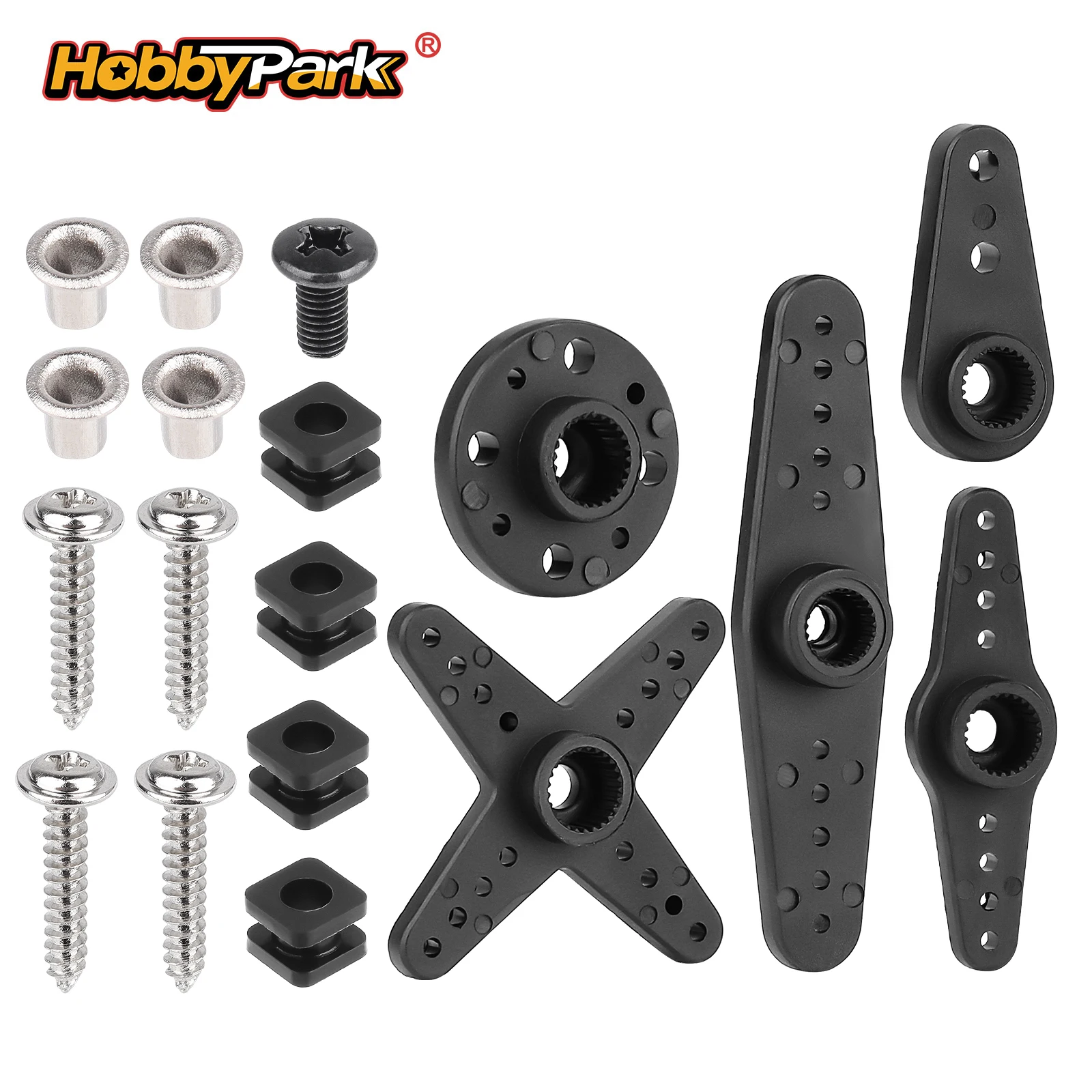 HobbyPark 25T Kunststoff-Servoarm-Set für 1/8 1/10 RC-Cars, passend für TRX4 SCX10 Standard-Servo