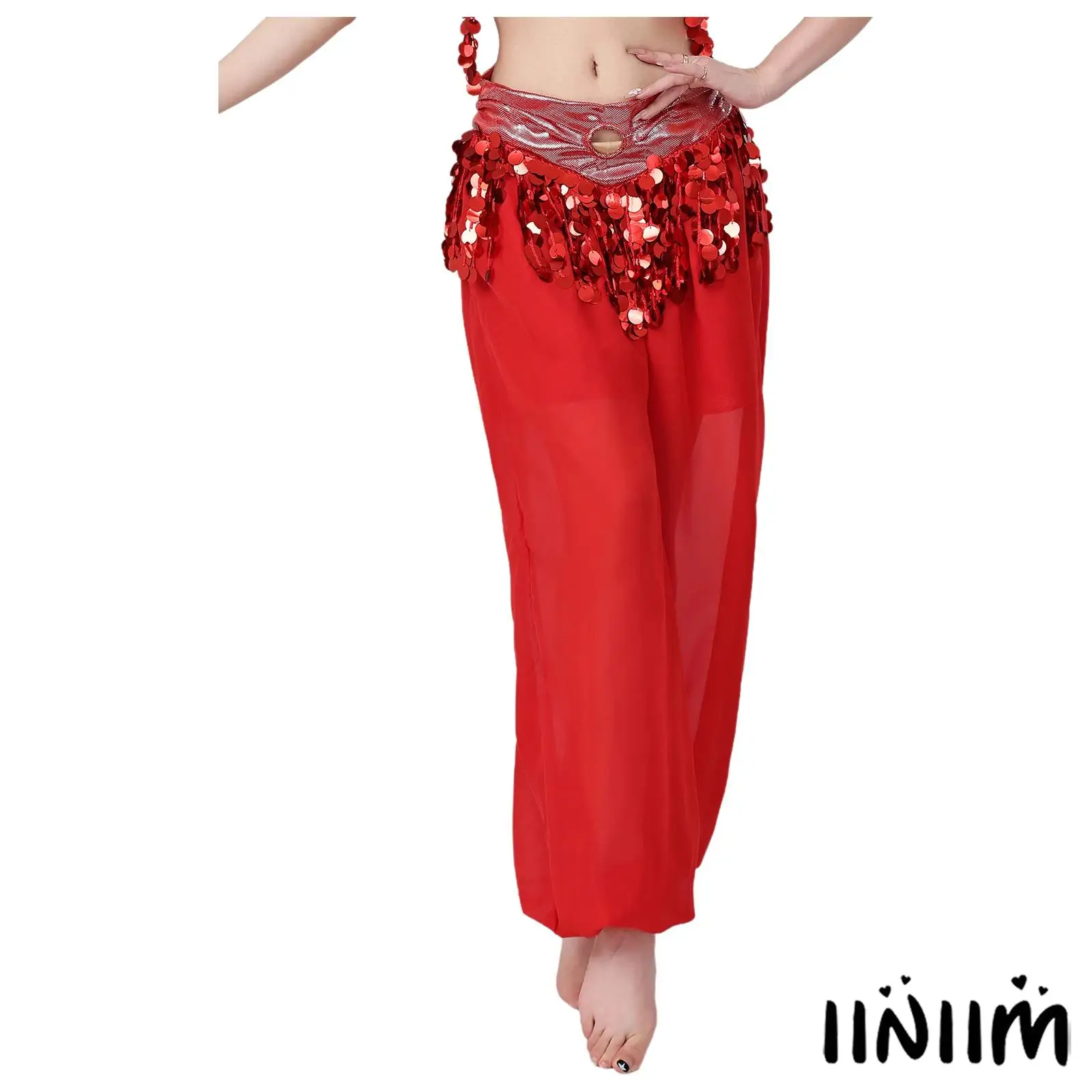 

Womens Sparkling Belly Dance Costume Harem Trousers Shimmering Sequin Lantern Pants for Indian Folk Belly Dance Performance
