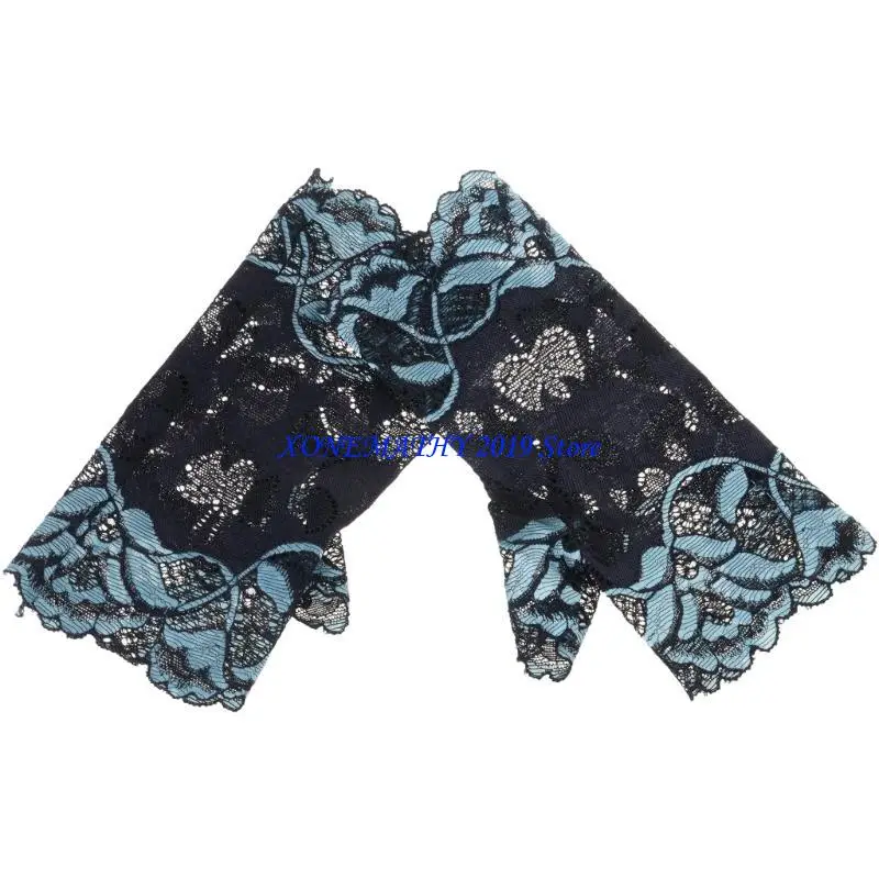 F42F Women Short Flower Lace Gloves Elegant Summer Formal Wedding Fingerless Mitten for Banquets Parties