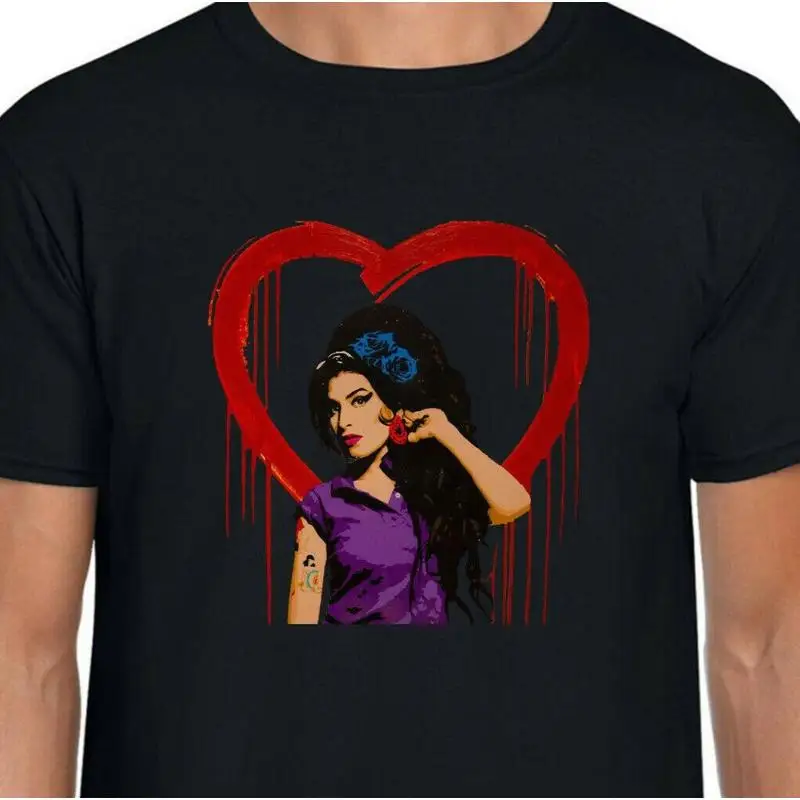 Novo amy winehouse cantor para fãs camiseta preta tamanho completo ch92