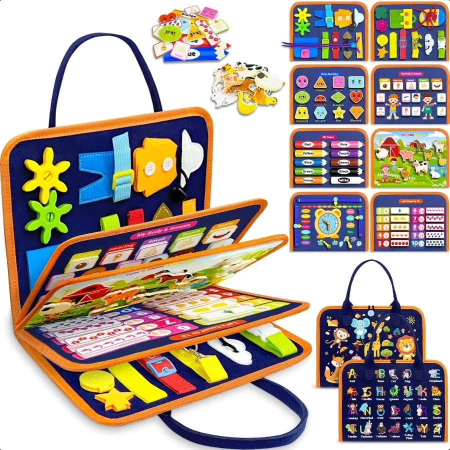

Exorany Busy Board Montori Toys for Toddler Boy Girl Birthday Gifts Busy Book Learning Sensory Toys for Toddlers Toddler Travel