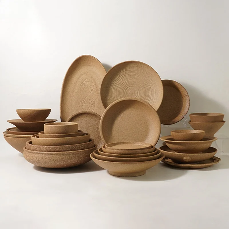 

Ретро-тарелка круглая матовая коричневая для ресторанов, тарелка для стейка и пасты, изысканная посуда для сервировки стола