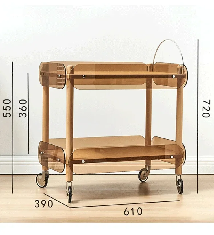 Massivholz wagen beweglicher Haushalt kleine Wohnung Wohnzimmer Glas Sofa Rack Ecke