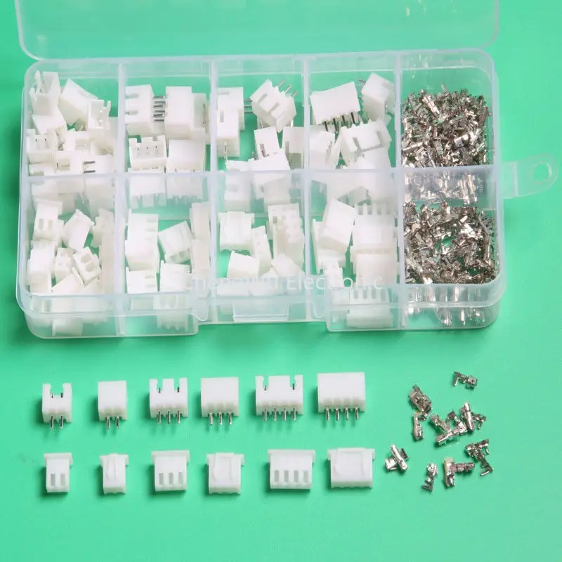 60sets XH2.54 2p/3p/4p/5pin 2.54mm Pitch Terminal / Housing / Straight Pin Header Connector Wire Connectors Adaptor XH Kit