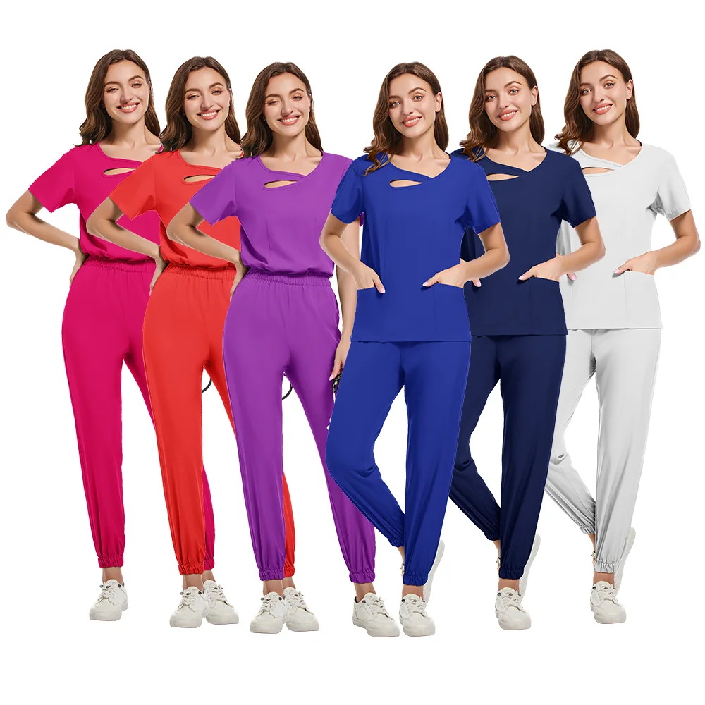 ขายร้อนพยาบาลชุดขัดผู้หญิงต่อต้านริ้วรอยล้างทําความสะอาดได้นุ่มชุดโรงพยาบาล Medical Scrubs ผู้หญิงขัดชุดอุปกรณ์การแพทย์