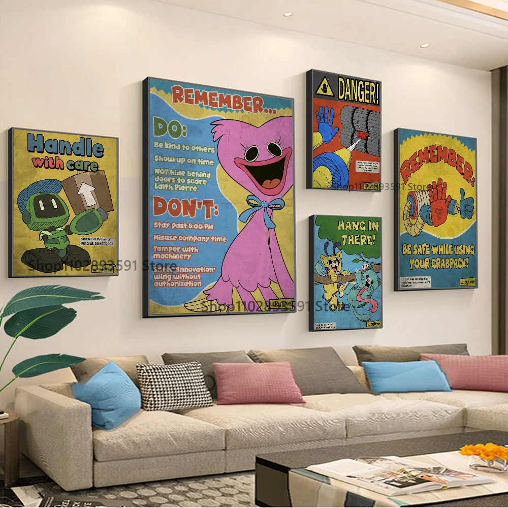 1pc Horror Video Game Poppy's-P-Playtime Cartoon Poster HD Posters Home Room Bar Cafe Decor Art Wall Painting Picture