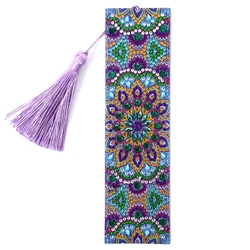 1pc/Set DIY Mandala Diamond Painting Bookmarks for Adults PU Leather Crystal Rhinestones Diamond Art Bookmarks for Beginners