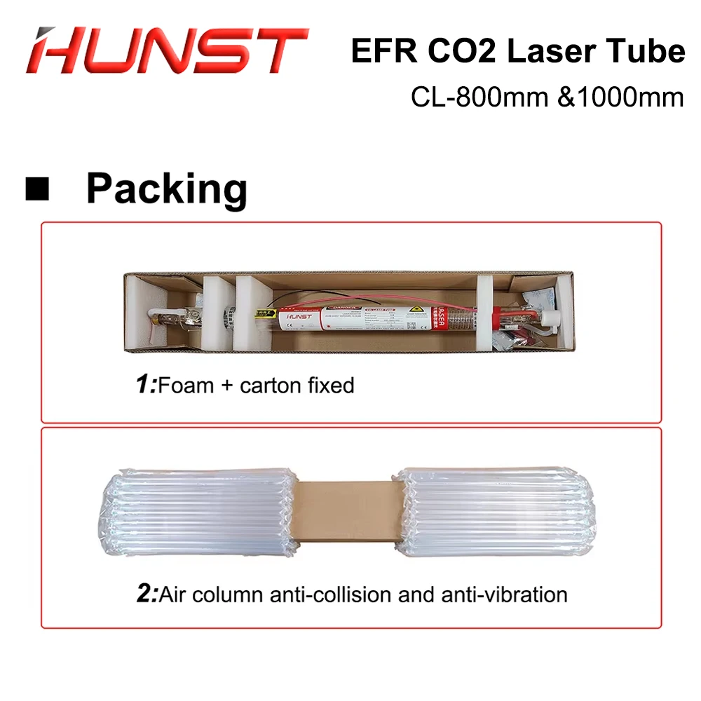 Hunst EFR 40 واط 50 واط 60 واط CO2 أنبوب الليزر قطر 50 مللي متر طول CL800mm CL1000mm الليزر الزجاج مصباح لآلة قطع النقش CO2