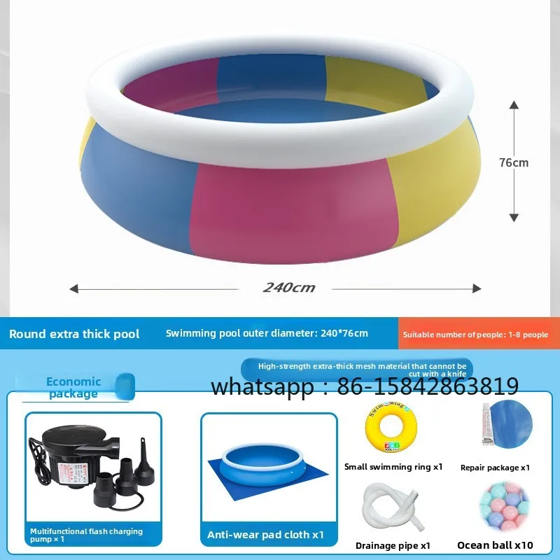 Folding swimming pool adult inflatable children thickened three-color round mesh household large bath tub playing pool