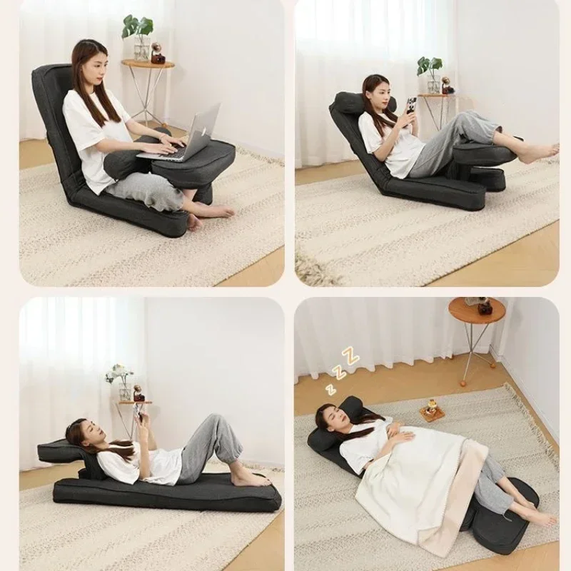 4in1 Adjustable Chaise Lounge Sofa, Floor Lazy Sofa Bed, 15-Position Folding Padded Lounger Bed with Pillow Chaise Couch