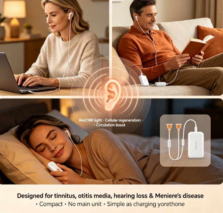 Tinnitus Relief Laser Treatment Device, Safe Ear Diseases Physiotherapy Instrument for Ringing Ears, Anti Snoring Sleep Aid Nig