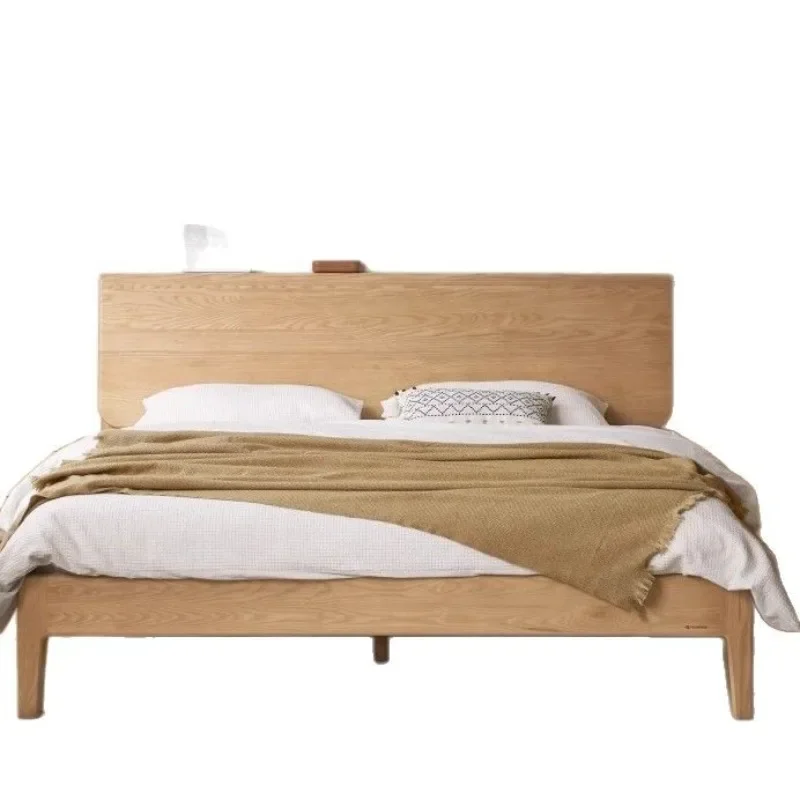 

Simple oak double bed Nordic home master bedroom double bed Japanese comfort