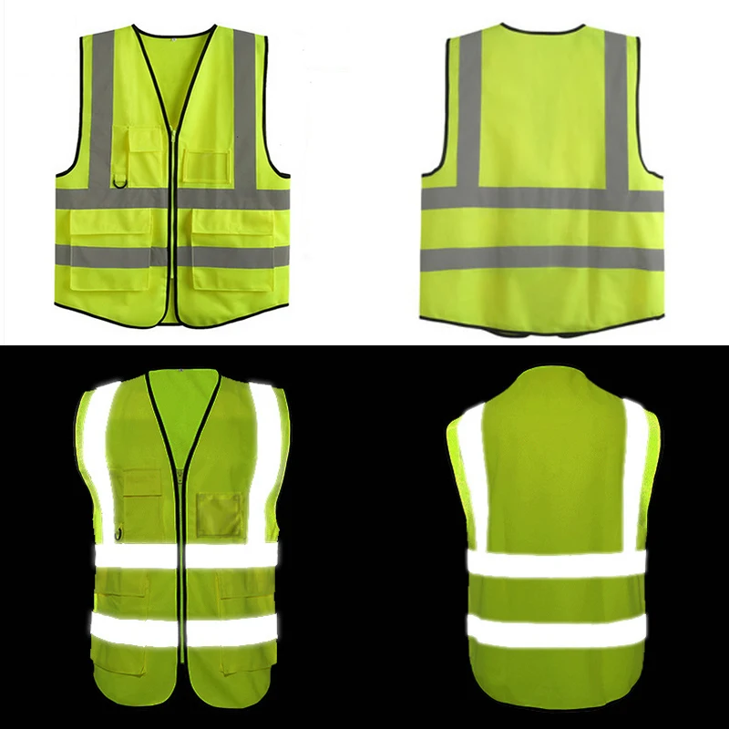 High Visibility Reflective Vest Night Riding Clothing Hi Vis Workwear Construction Work Safety Vest Men Summer Vest