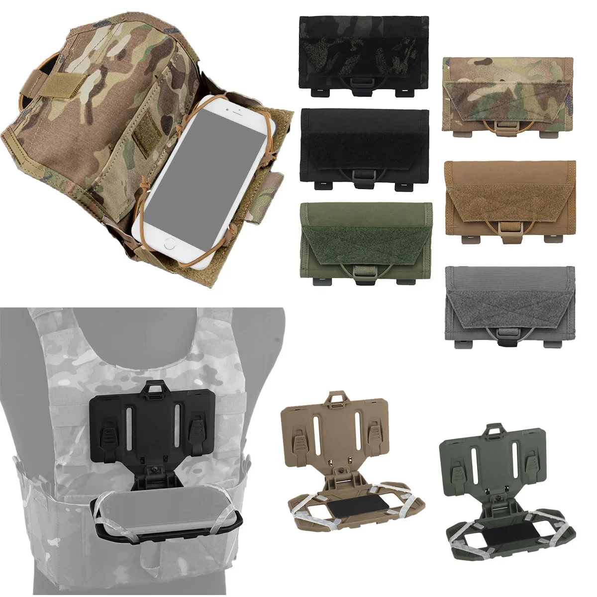 Tactical Outdoor Mobile Phone Rack Chest Bag Quick-Release Phone Pouch Map Case Admin Panel Folded Navigation Board Hunting Bags