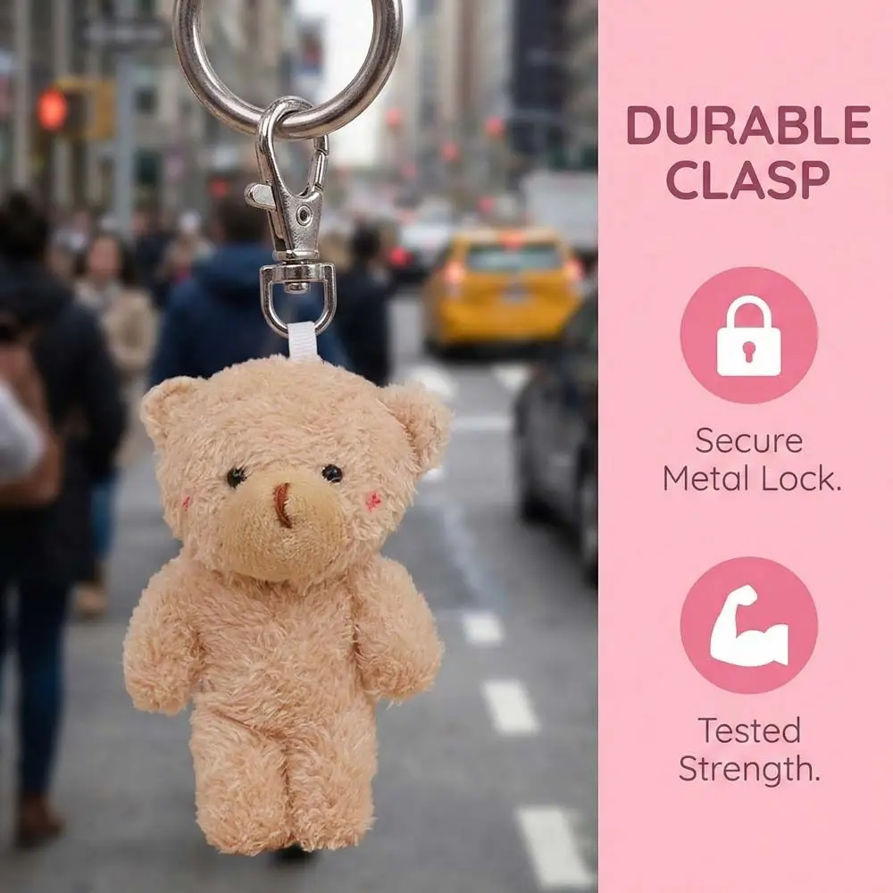 

10Pcs Stuffed Keyring Cartoon Animal Little Bear Keyring Cute White Bear Keychain Stuffed 12.5cm Bear Girl