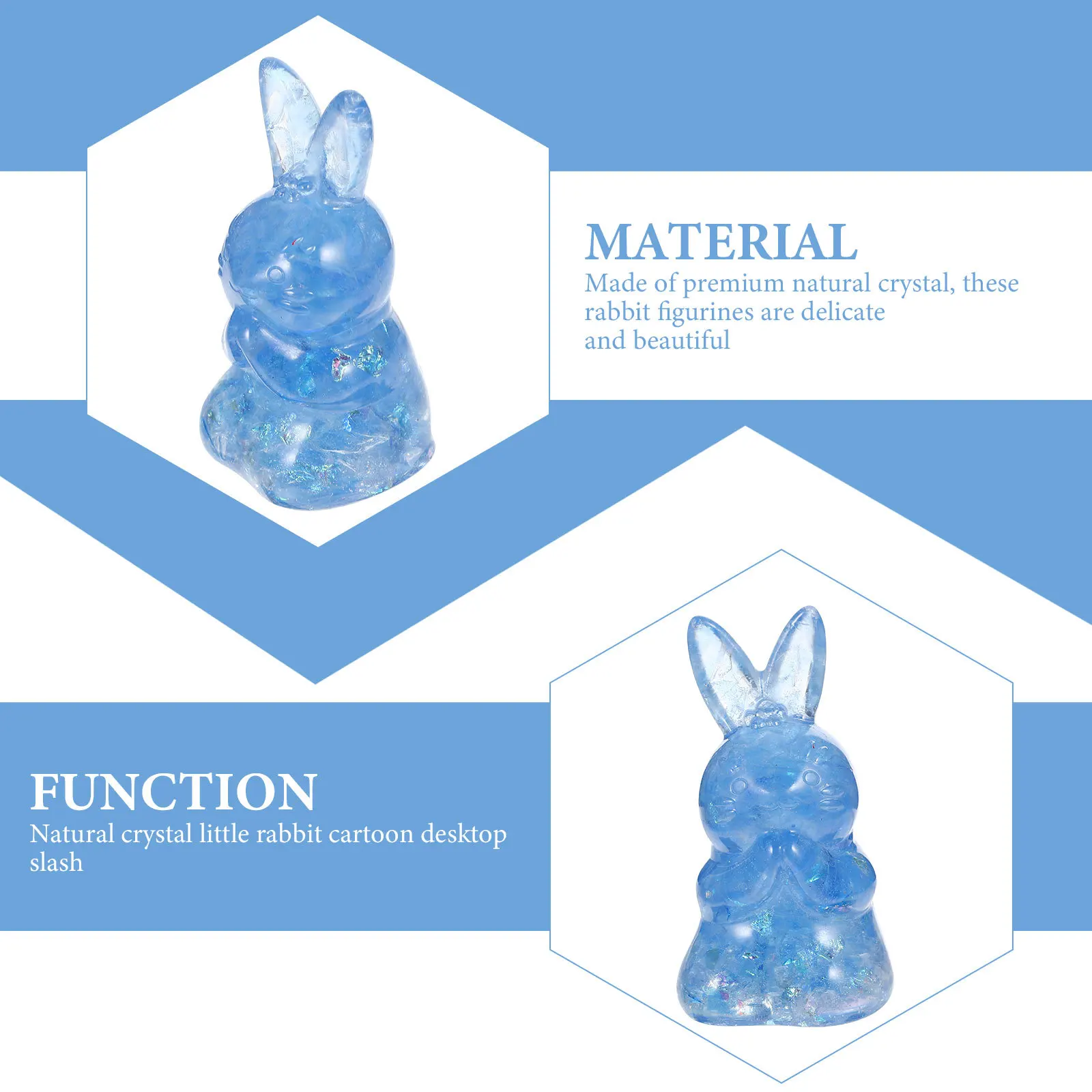 

2Pcs Exquisitely Carved Crystal Rabbits Figurines Unique Desktop Ornament Home Decor Gifts Natural Crystal Rabbits