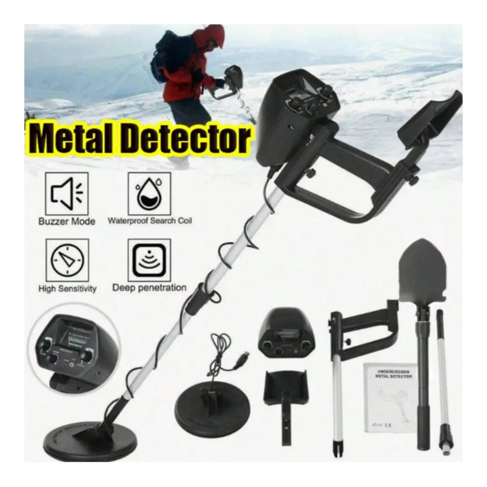 

Professional Deep Penetration Metal Detector, Black Waterproof Underground Treasure Seeker With LCD Display, Adjustable For Bea
