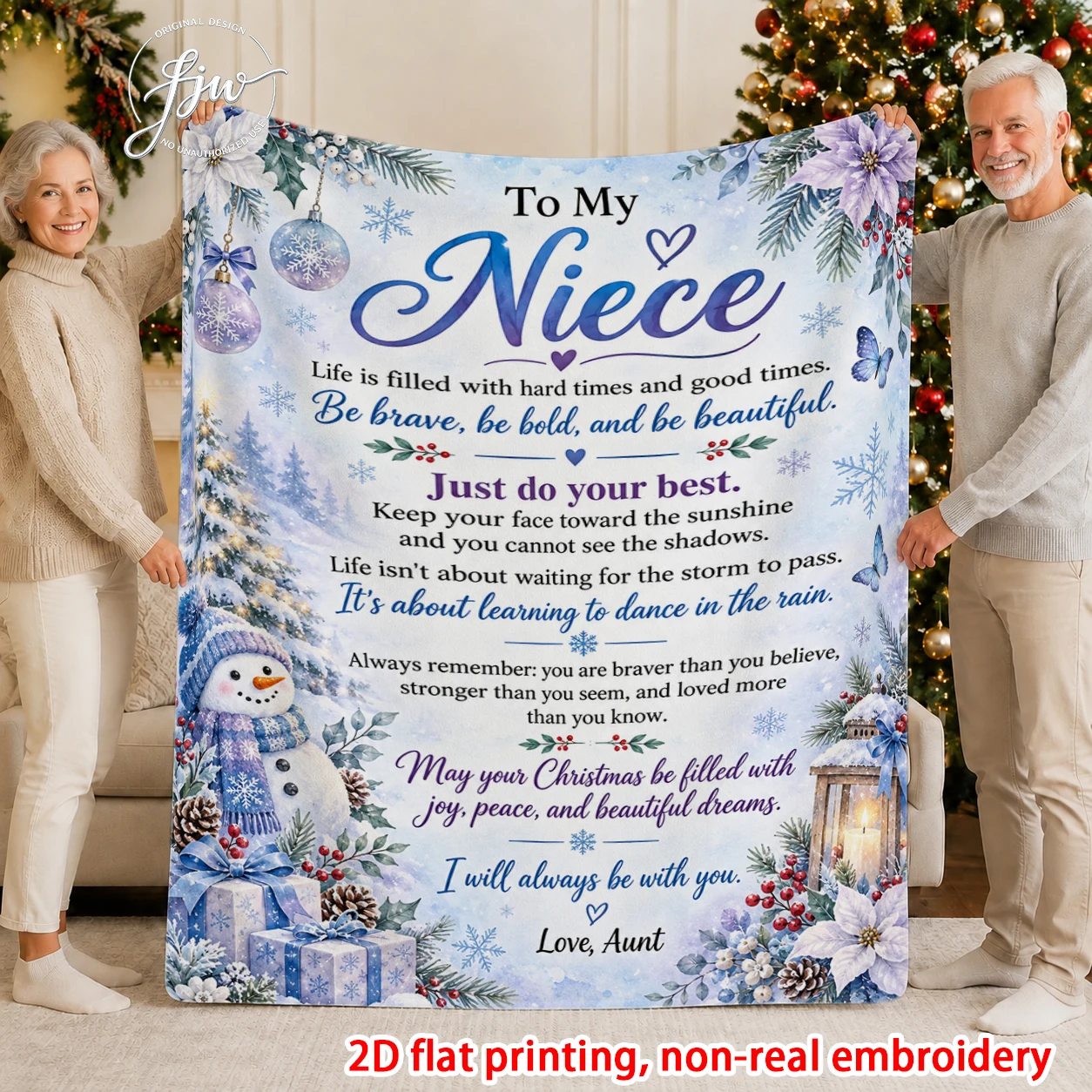 1pc Christmas Warm Throw Blanket for Niece Daughter Son Sister Granddaughter Cozy Holiday Gift with Inspirational Quotes