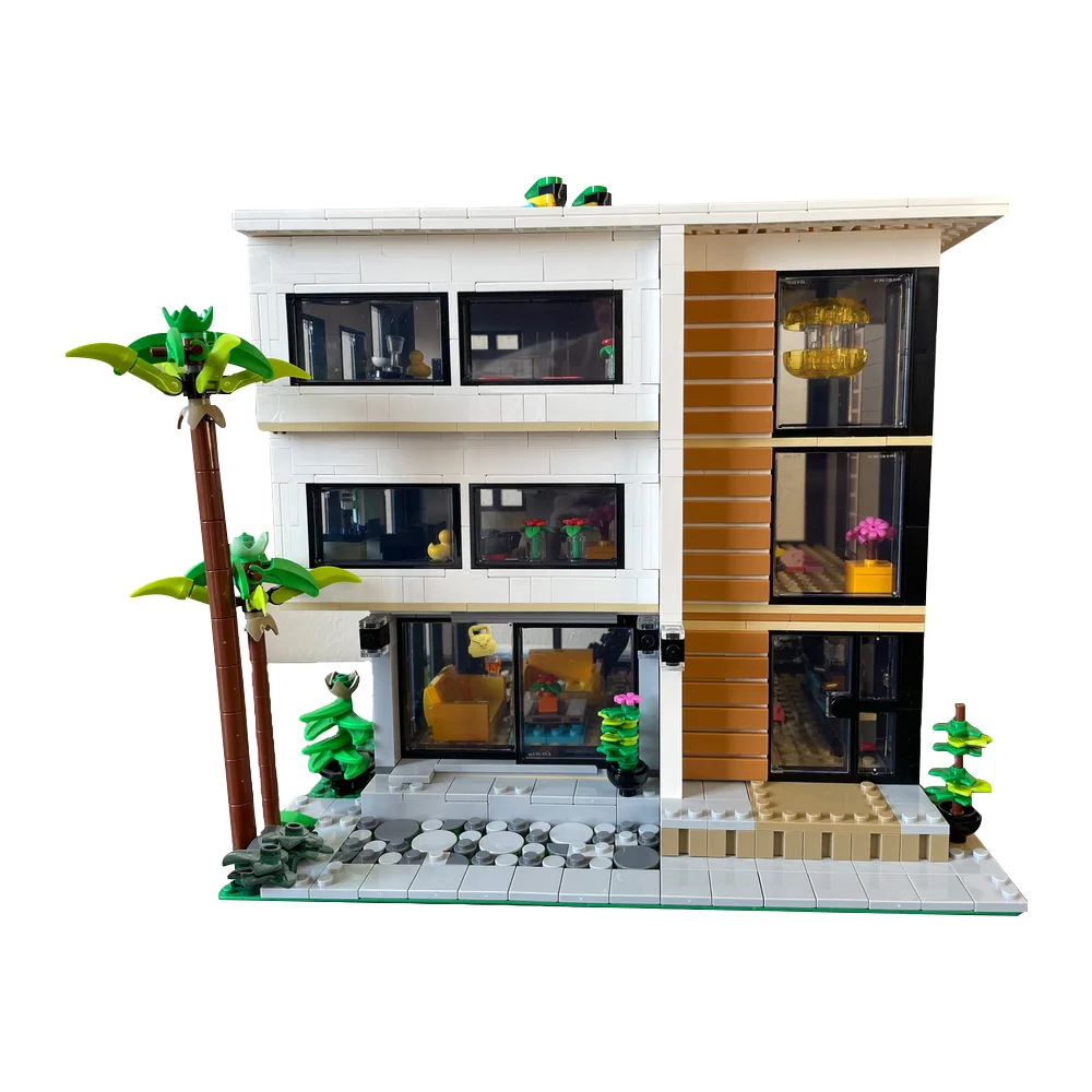 MOC Modern House Building Blocks รุ่น V2 Modular สลับ build 2x31153 อิฐประกอบของเล่นสําหรับของขวัญเด็ก
