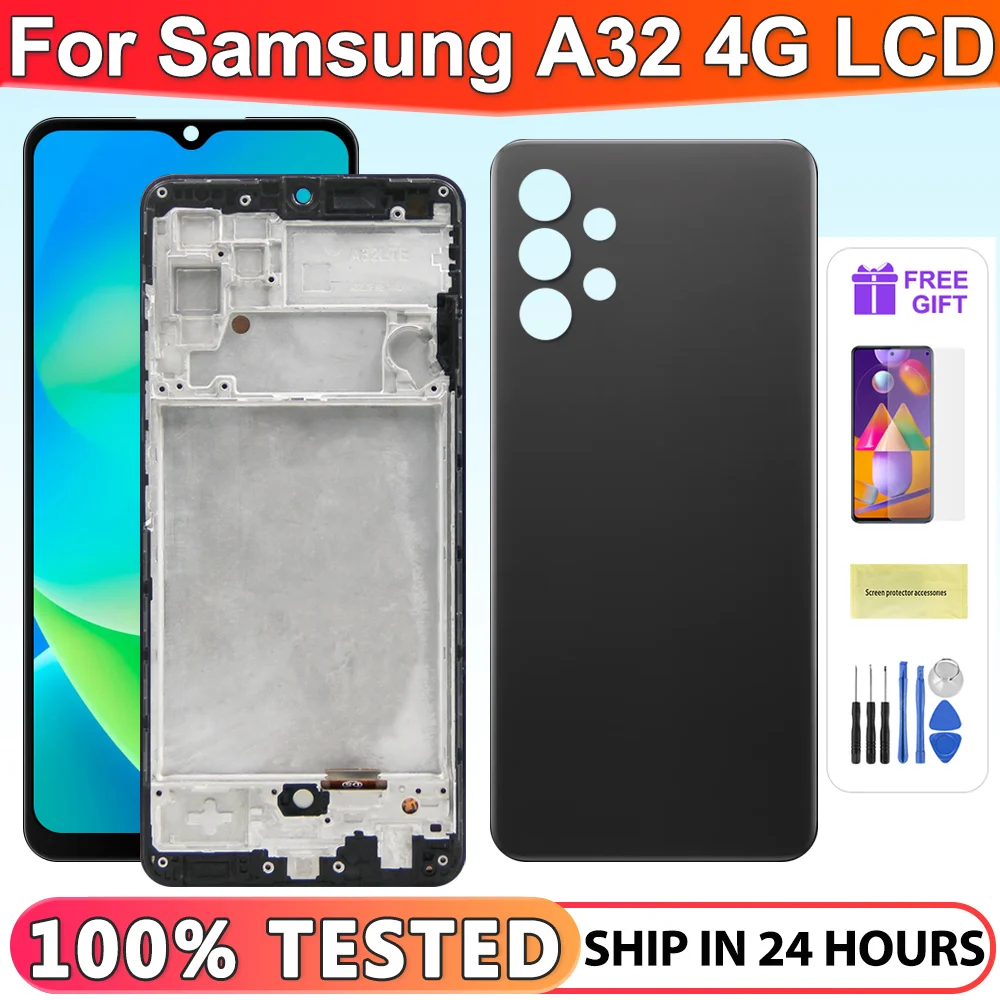 Дисплей AMOLED для Samsung A32 4G, ЖК-дисплей с сенсорным экраном, дигитайзер в сборе для Samsung A32 4g SM-A325F, ЖК-дисплей