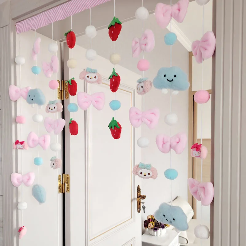 New Sanrio Hello Kitty Door Curtain Cute Cartoon Kuromi My Melody Divider Curtain Girls Bedroom Doors Windows Decorative Pendant