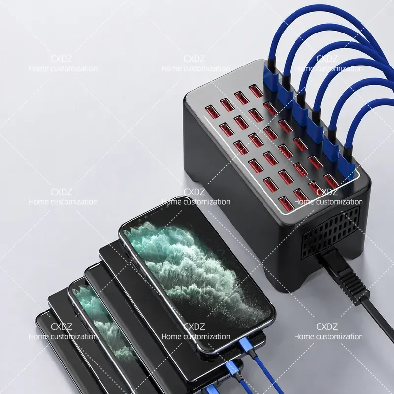 150W 30 Port USB Charger Multi Device Fast Charging Overvoltage Overcurrent Protection