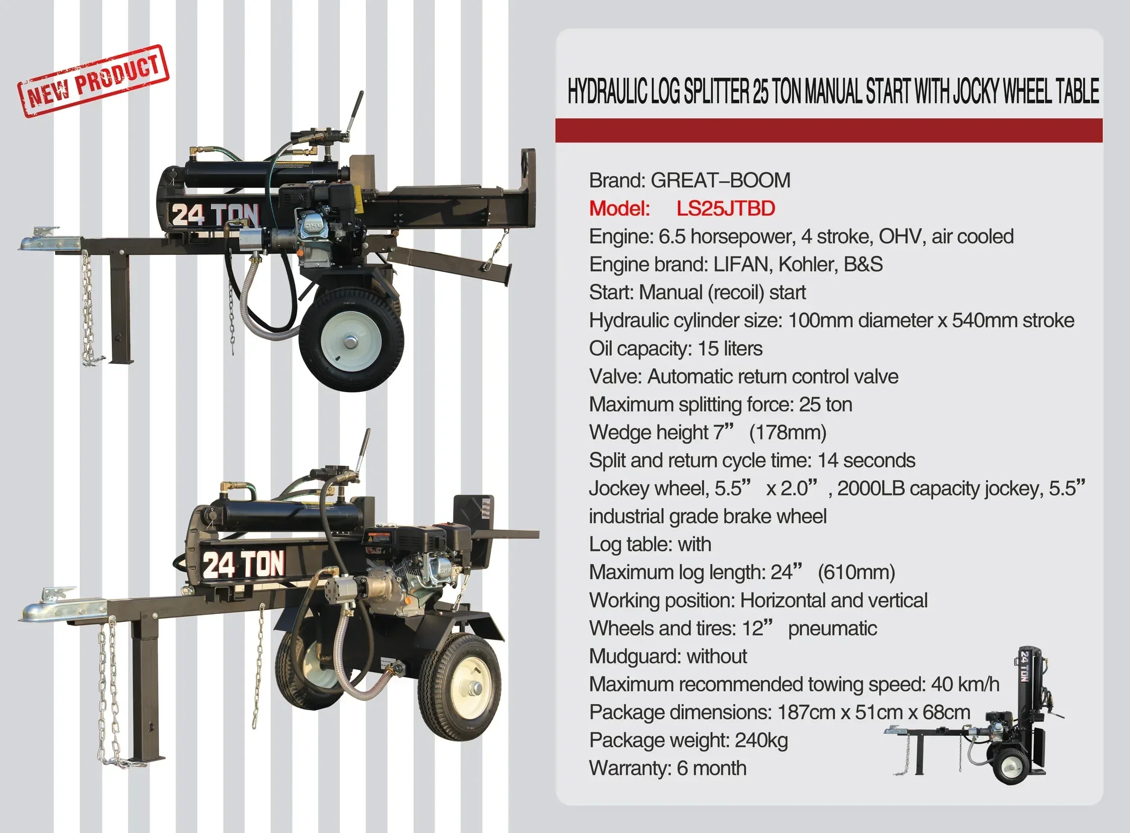 Horizontal pump electric  dynamic hydraulic wood splitting machine